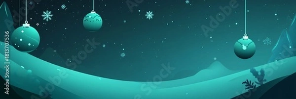 Fototapeta Celebrate winter holidays with this serene, calming background featuring ornaments and snowflakes, perfect for adding a festive touch to your designs