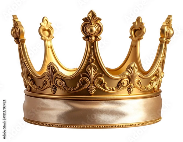 Fototapeta  Royal Decor Element with Beige Ribbon, Transparent Background.