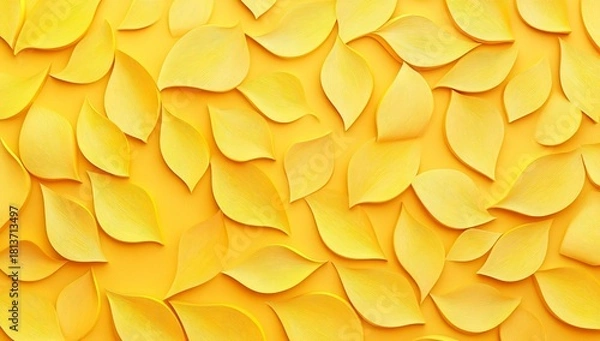 Fototapeta Cheerful yellow background with leaf shapes, a vibrant and modern design that evokes joy, perfect for adding a touch of sunshine to any project