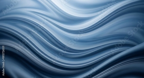 Fototapeta Abstract blue wave pattern with smooth flowing lines