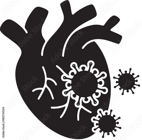 Obraz Conceptual icon of a heart infected with a virus