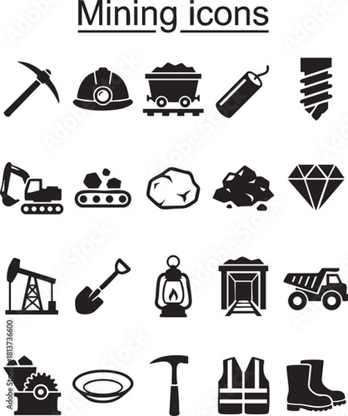 Obraz Mining Vector Icon Sheet – Industry and Excavation Icons