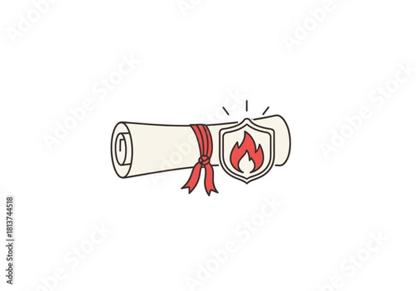 Fototapeta Safeguarded Scroll with Blazing Shield Emblem