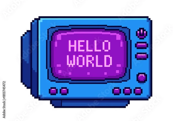 Fototapeta Pixel Art Hello World TV Screen