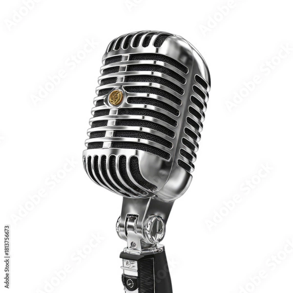 Fototapeta Retro silver microphone with a classic design on a black background