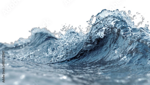 Fototapeta Close-up of a breaking ocean wave with white foam and clear, splashing water