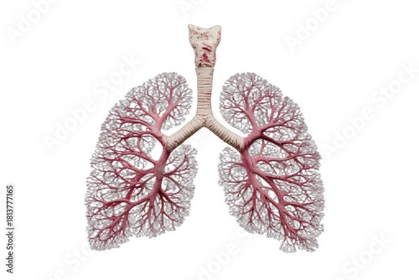 Obraz Detailed 3D render of human lungs and bronchial tree on a black background