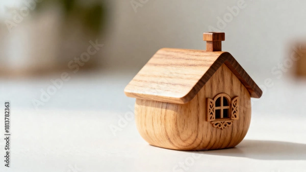 Obraz Wooden house model on surface