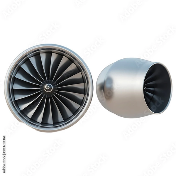 Obraz Close up of a jet engine fan and intake nozzle isolated on transparent background