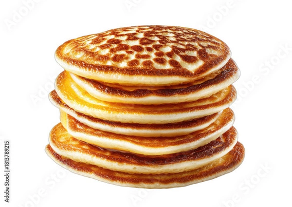 Fototapeta Stack of golden-brown pancakes, freshly cooked, and stacked high against a transparent background