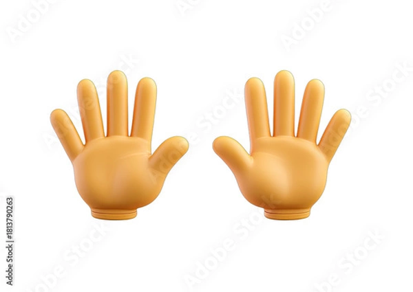 Obraz Two bright 3D cartoon hands, palms open, against a solid black background