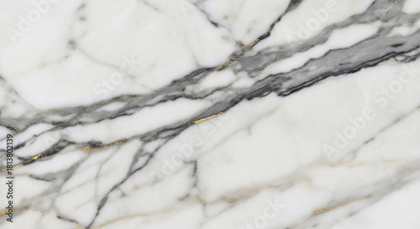 Obraz 白大理石テクスチャ背景（ゴールドとグレーの美しいマーブル模様）
