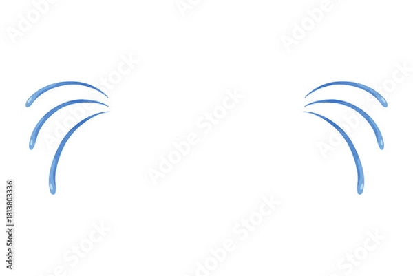 Fototapeta Cartoon tear drops icon. Sorrow cry streams, tear blob. Crying fluid, falling blue water drops. Isolated vector for sorrowful character weeping expression. Wet grief droplets