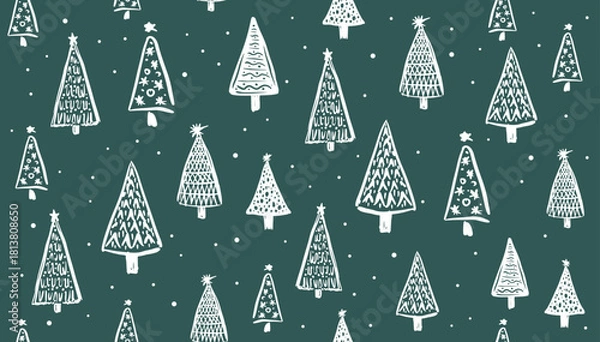 Obraz Christmas trees on blue background	
