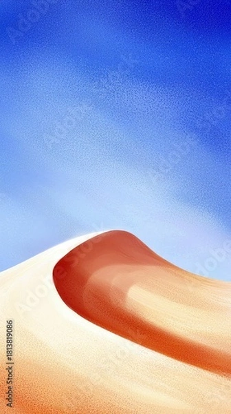 Obraz A minimalist desert landscape featuring a prominent sand dune with warm tones against a vibrant blue sky.