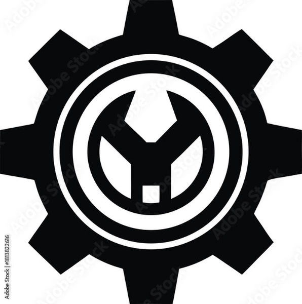 Fototapeta Interlocking gears in a mechanical system icon