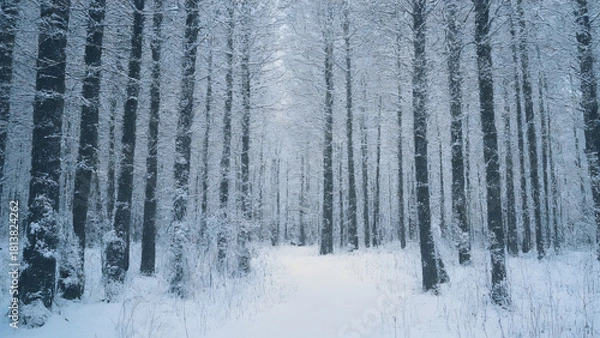 Obraz winter forest in snowdrifts
