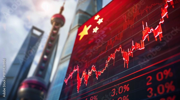 Obraz China digital stock graph finance.