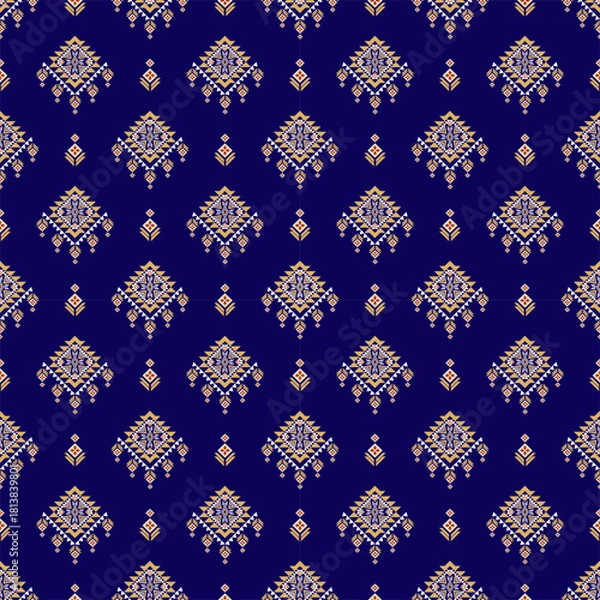 Obraz Navy Blue and Gold Geometric Chandelier Pattern