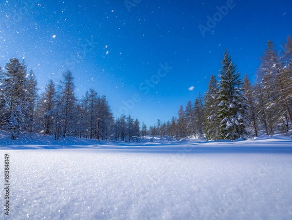 Obraz Blue Winter Snow Landscape Background