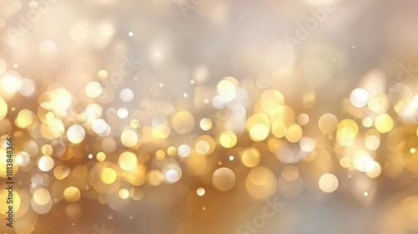 Obraz Abstract Golden Bokeh Lights On Blurred Background with Sparkling Effect and Warm Tones