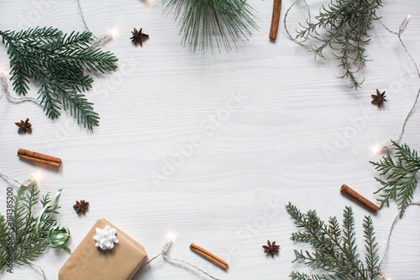 Obraz Christmas background flat layout