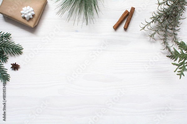 Obraz Christmas background flat layout