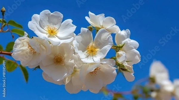 Obraz Close Up Of White Flowers Against A Clear Blue Sky