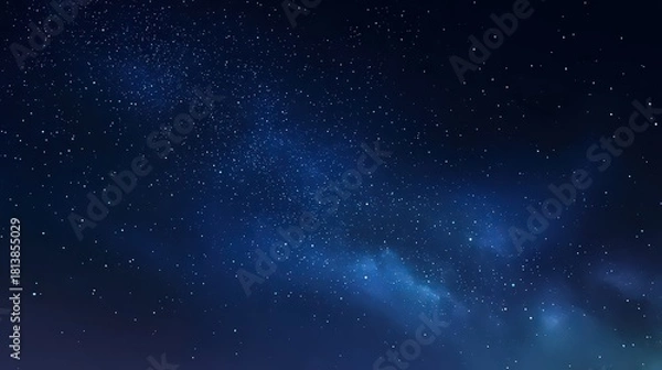 Obraz Deep Blue Night Sky Filled With Sparkling Stars and Milky Way Galaxy Formation