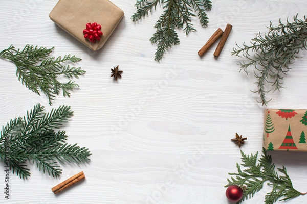 Obraz Christmas background flat layout