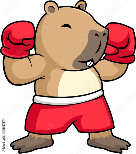 Fototapeta Funny Boxing Capybara Character MascotFunny Bee Character Performing Pressure Cleaning