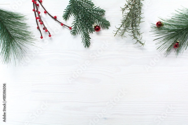 Obraz Christmas background white flat layout