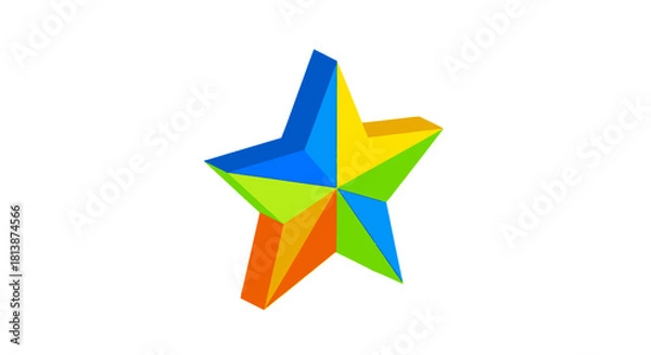 Obraz Colorful Geometric Star Shape Isolated on White Background.