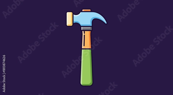 Obraz Colorful Hammer Tool on a Solid Purple Background.