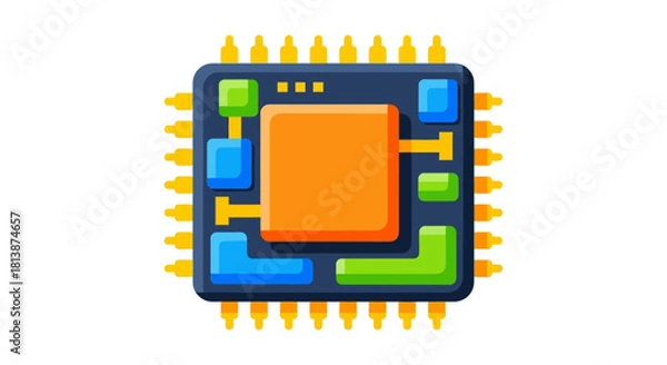 Obraz Colorful Microchip Illustration - Technology and Innovation Concept.