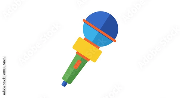 Obraz Colorful Microphone Icon on White Background.