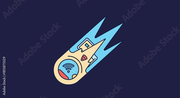 Obraz Digital Meteor Streaking Through Space with Wi-Fi Icon.