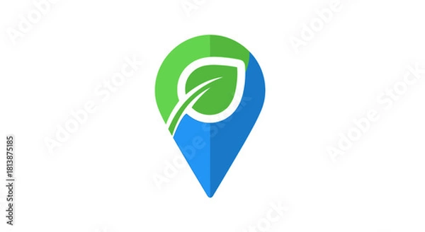 Obraz Eco-Friendly Location Pin with Leaf Symbol for Sustainable Business.