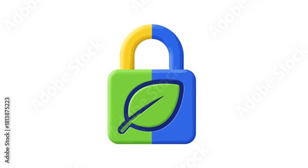 Obraz Eco-Friendly Security - Padlock with Leaf Symbol for Green Protection.