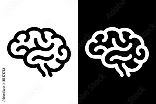 Fototapeta Side View Brain Silhouette Vector. Cognitive Science and Anatomy Icon for Web and App Design