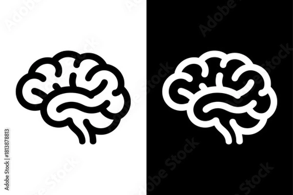 Fototapeta Anatomical Brain Side View Illustration. Neurology and Cognitive Science Vector on White Background