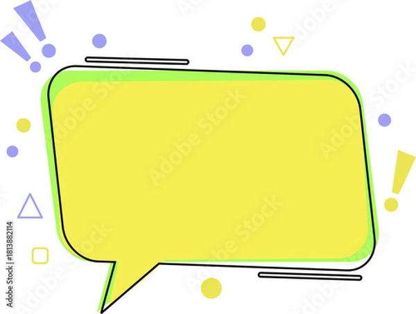 Obraz Vibrant Yellow Speech Bubble with Exclamation Points and Decorative Elements