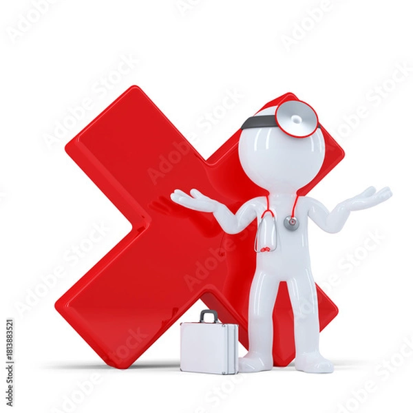 Fototapeta Doctor with red glossy check mark