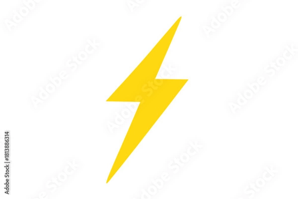 Fototapeta Bright yellow lightning bolt symbol representing electrical power and energy concept