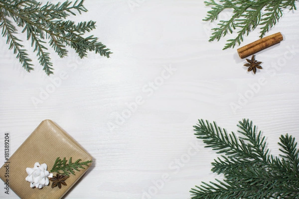 Obraz Christmas background flat layout