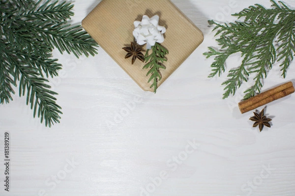 Obraz Christmas background flat layout