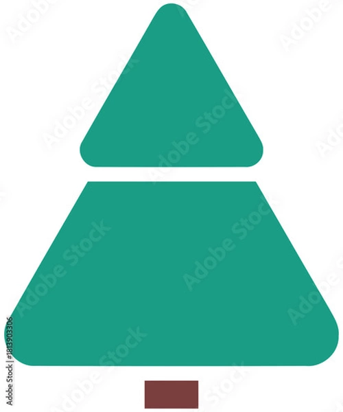 Fototapeta Minimalist fir tree symbol for winter and nature concepts