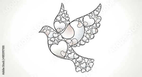 Fototapeta Elegant Dove Silhouette Adorned with Intricate Heart Patterns.