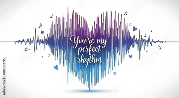 Fototapeta Abstract Heartbeat Rhythm with Inspirational Quote on White Background.