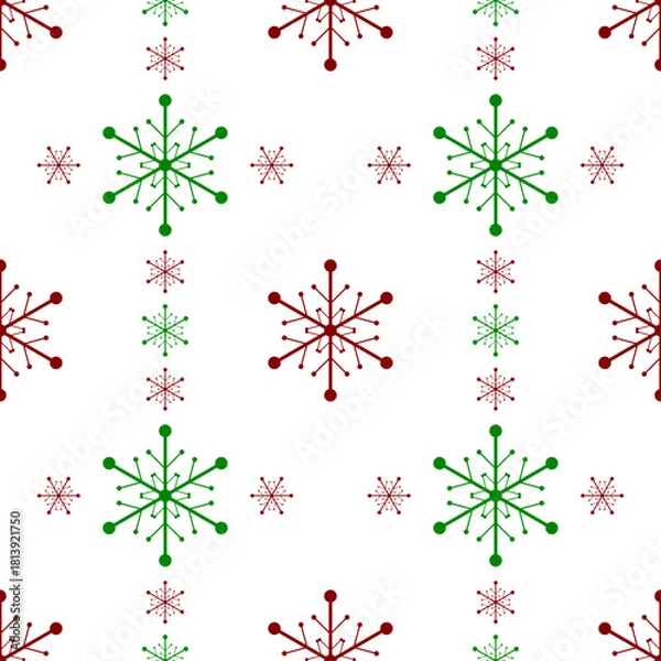 Fototapeta Seamless Snowflake Pattern Background. Festive Holiday. Vector Illustration
